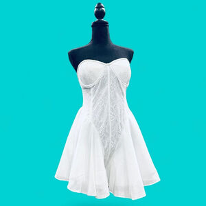 Fairy Coquette Cottagecore White Lace Lingerie Clubwear Bridal Romper XL NEW